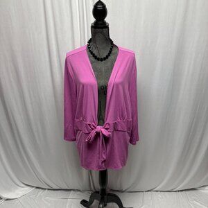 Lane Bryant Cardigan Womens Size 22-24 Purple Tie-Front Stretchy Layering Office